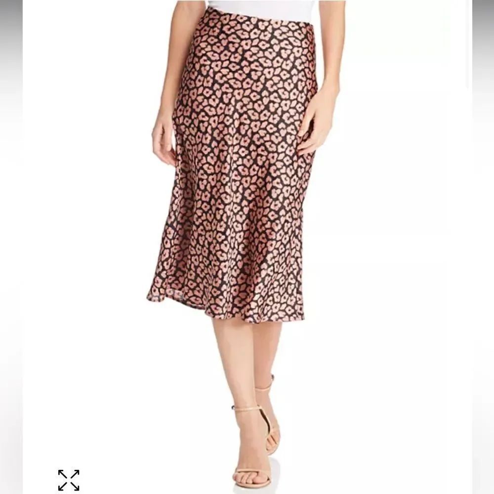 NWTs Cotton Candy LA Leopard Print Satin Midi Skirt Size Small